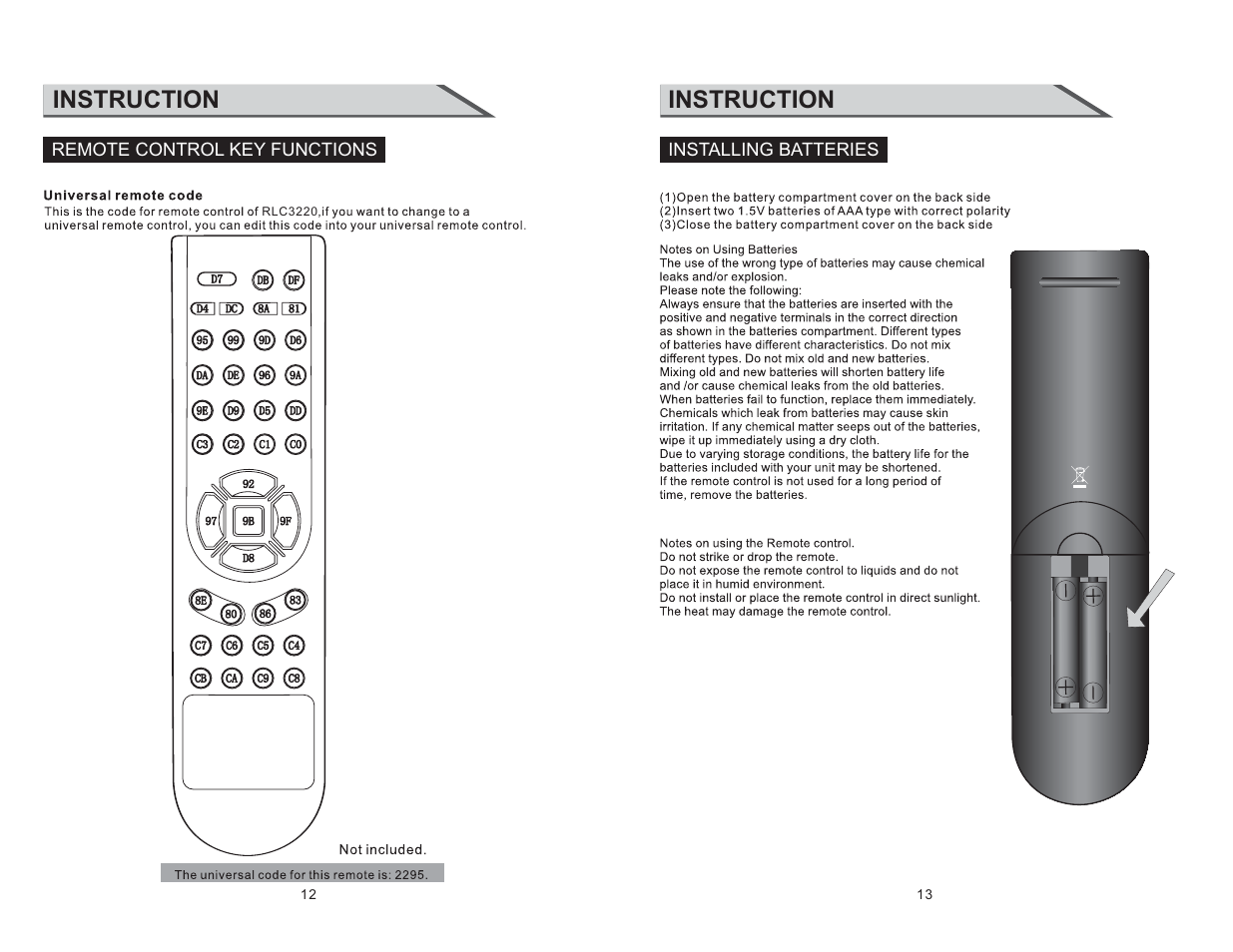 Instruction | Curtis RLC3220 User Manual | Page 8 / 17