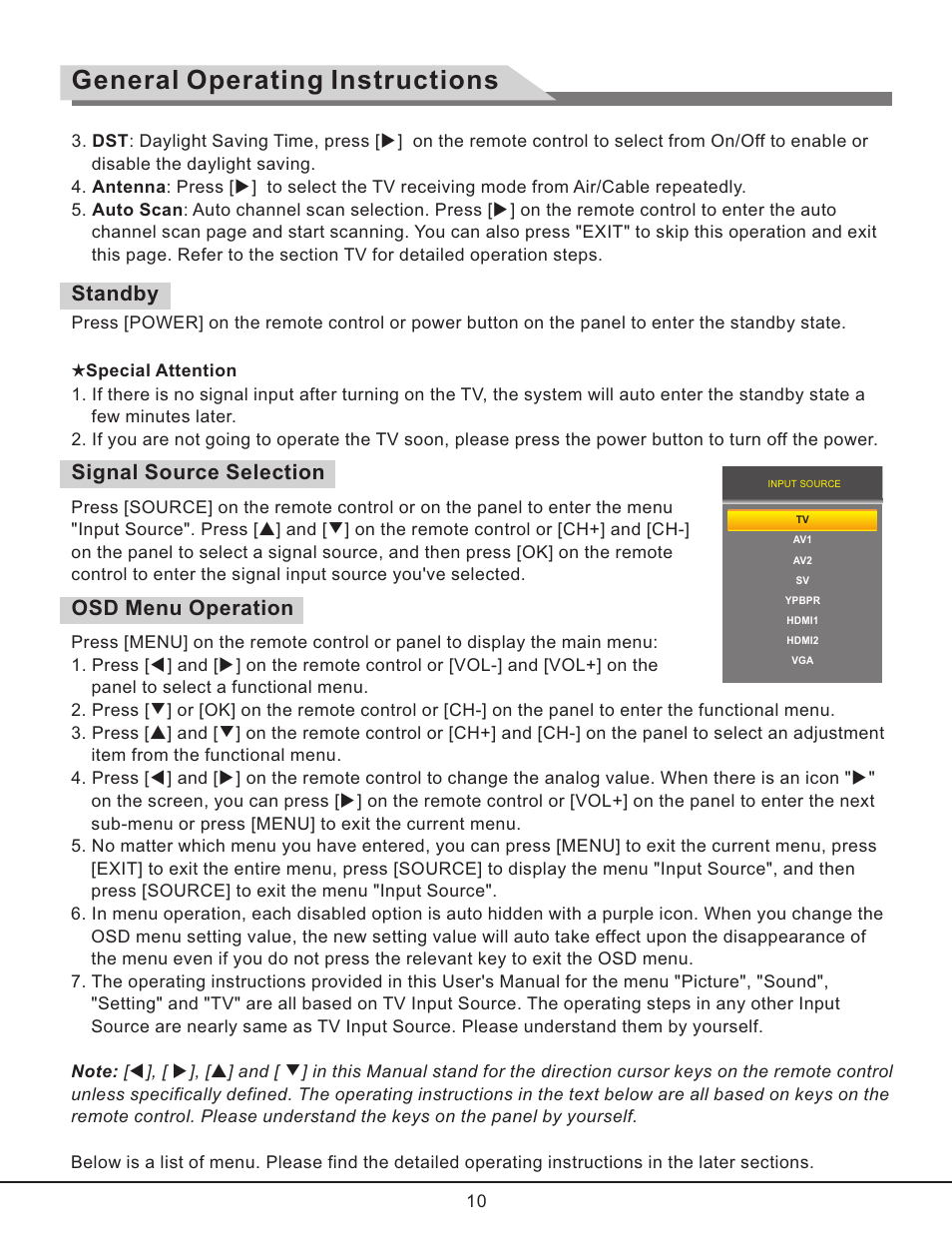 页 11, General operating instructions, Standby signal source selection osd menu operation | Curtis RLC3257B User Manual | Page 12 / 20