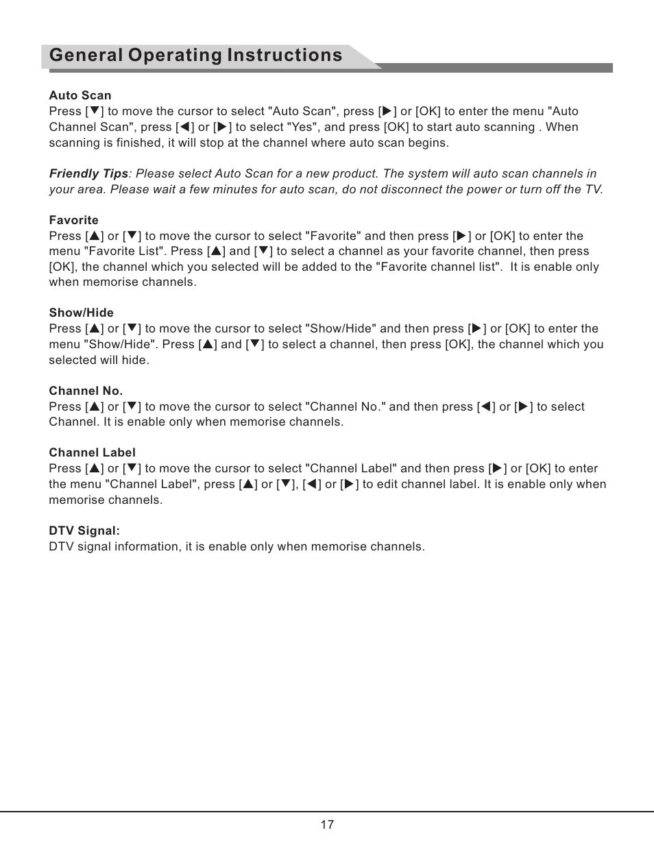 页 18, General operating instructions | Curtis RLC3257B User Manual | Page 19 / 20