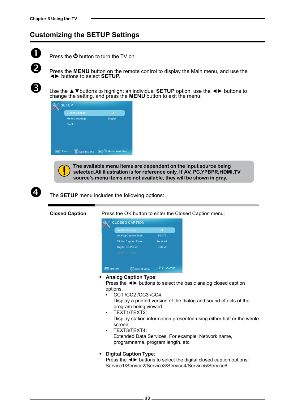 Customizing the setup settings | Curtis RLC4283A User Manual | Page 34 / 39