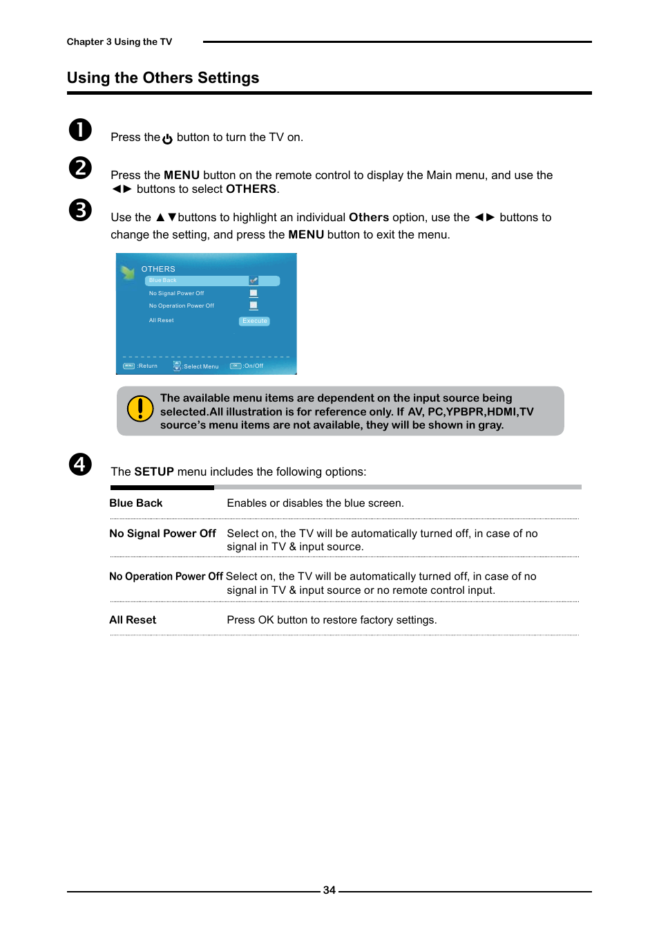 Using the others settings | Curtis RLC4283A User Manual | Page 36 / 39