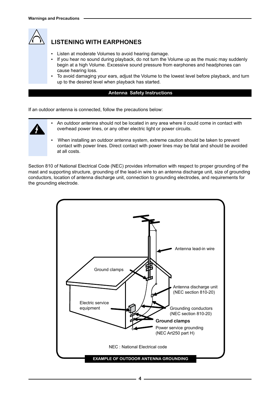 Listening with earphones | Curtis RLC4283A User Manual | Page 6 / 39