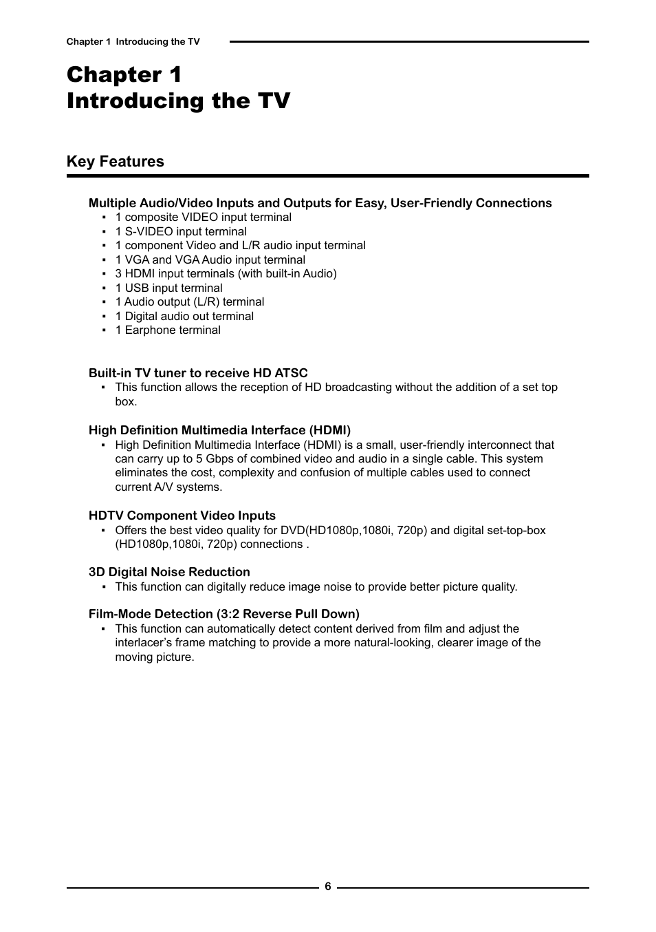 Chapter 1 introducing the tv, Key features | Curtis RLC4283A User Manual | Page 8 / 39