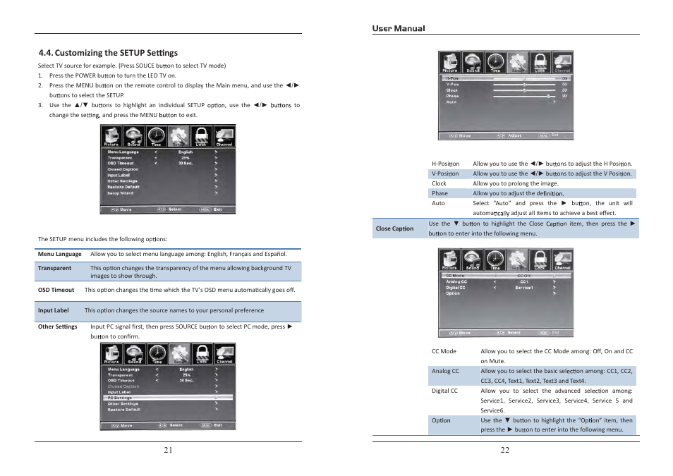 Customizing the setup se ngs 4.4 | Curtis RLD5515A-D User Manual | Page 12 / 18