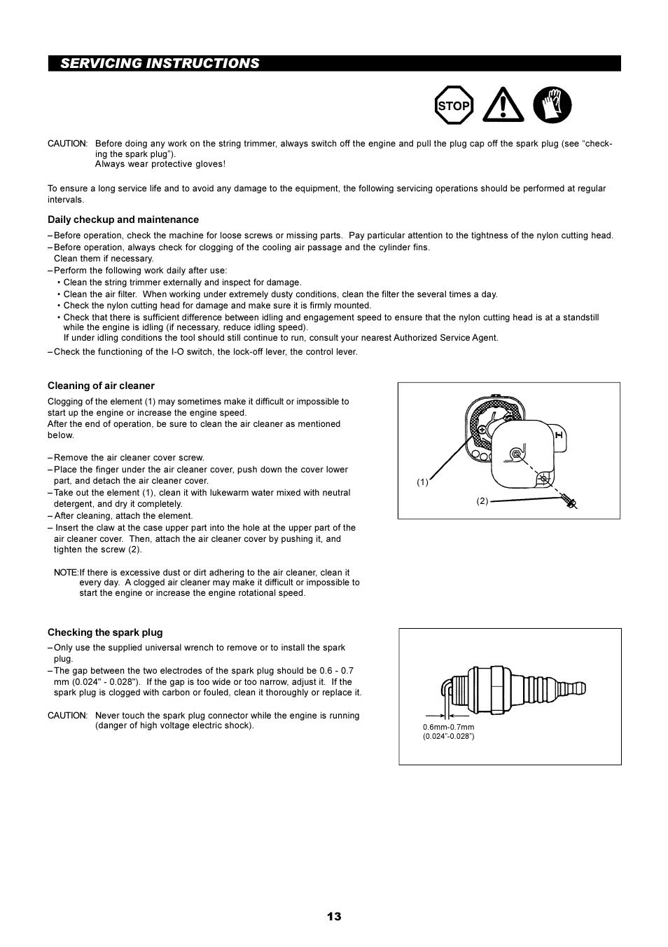 Servicing instructions | Dolmar LT-210 User Manual | Page 13 / 47