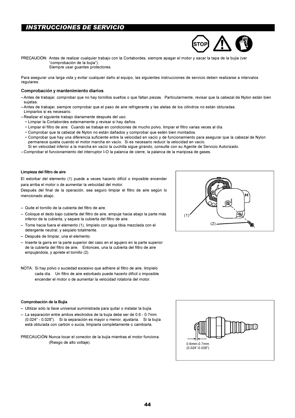 Instrucciones de servicio | Dolmar LT-210 User Manual | Page 44 / 47