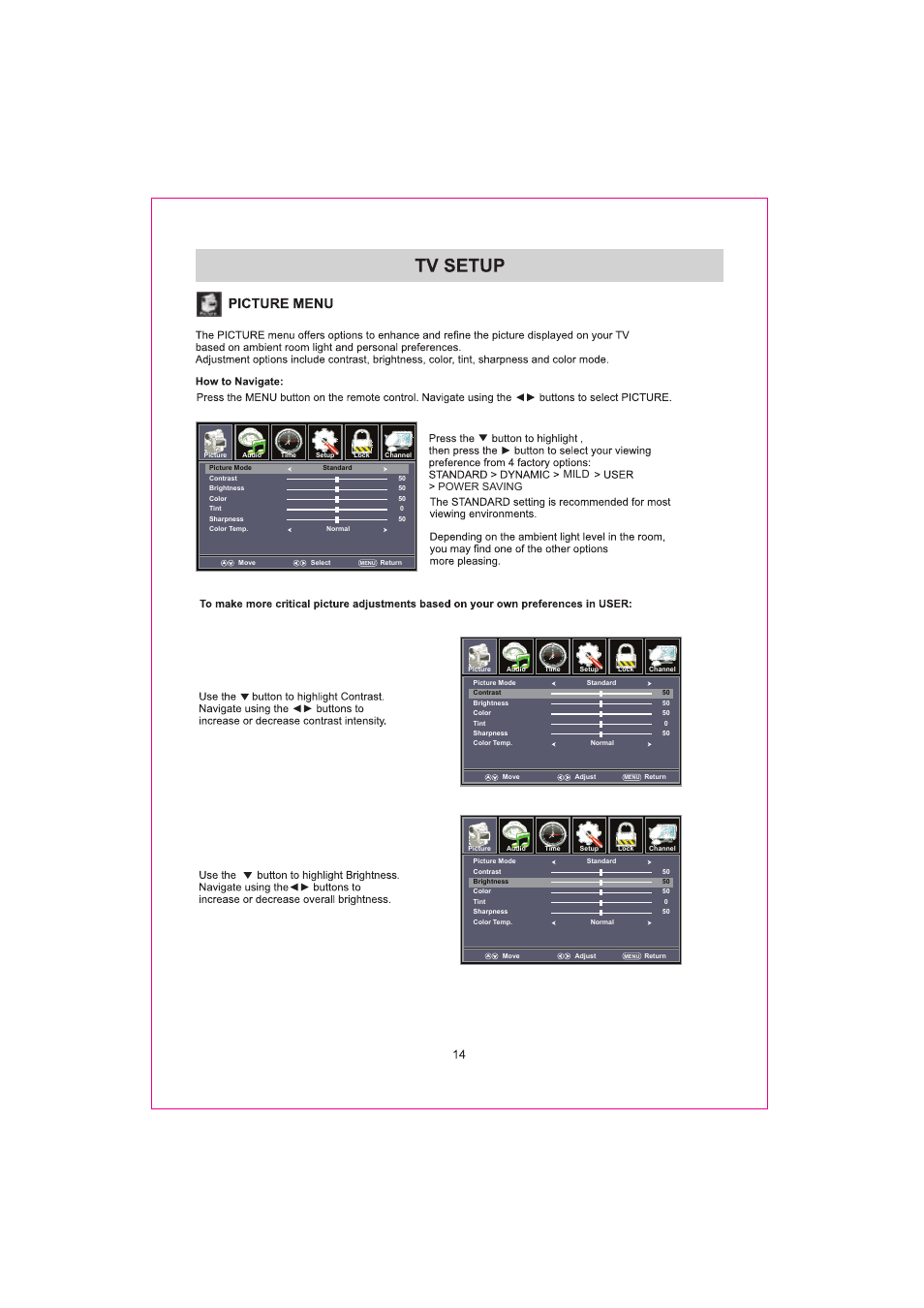 Mild, Power saving | Curtis RLDED3932A-RK User Manual | Page 17 / 48