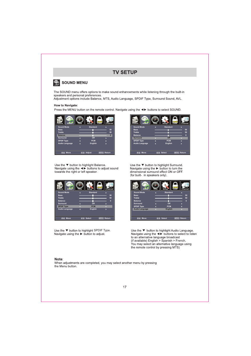 Spdif type | Curtis RLDED3932A-RK User Manual | Page 20 / 48