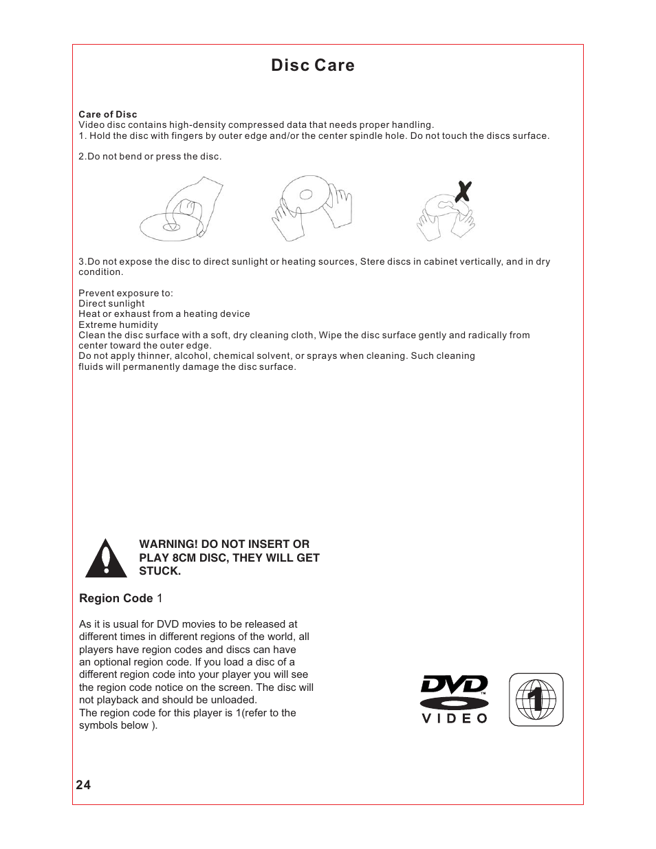 Disc care | Curtis RLCVD1924 User Manual | Page 25 / 28