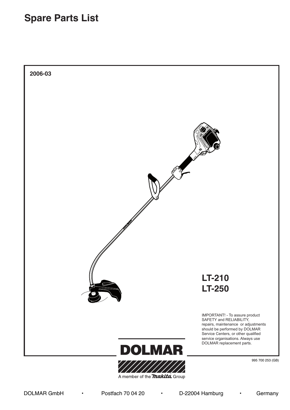 Dolmar LT-250 User Manual | 12 pages