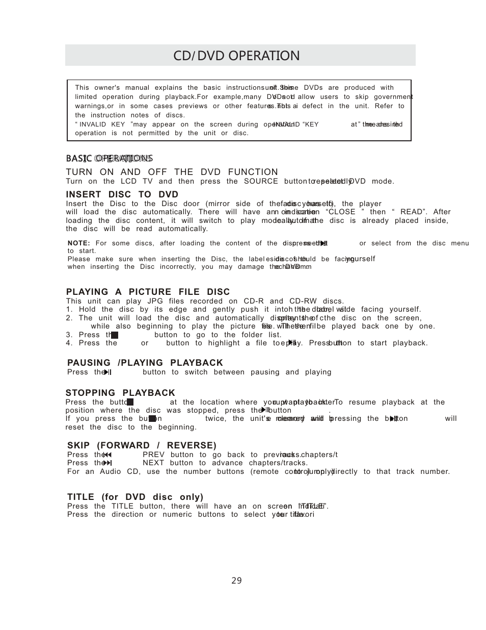 Cd dvd operation | Curtis RLCVD3223A User Manual | Page 32 / 45