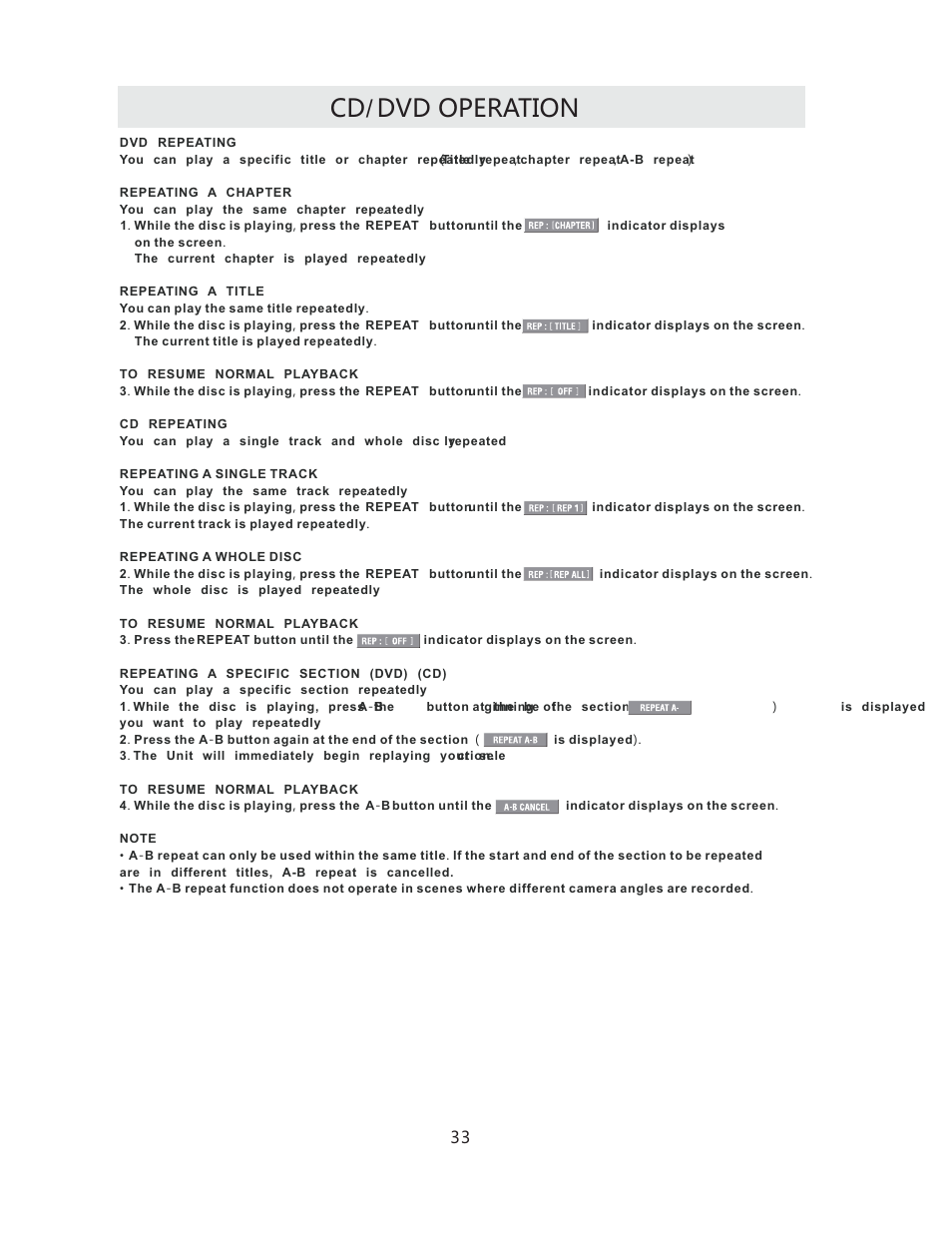 Cd dvd operation | Curtis RLCVD3223A User Manual | Page 36 / 45