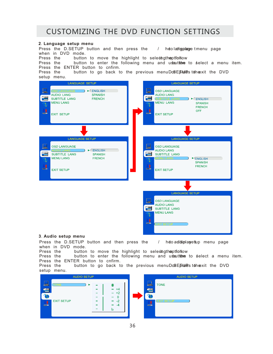 Customizing the dvd function settings | Curtis RLCVD3223A User Manual | Page 39 / 45