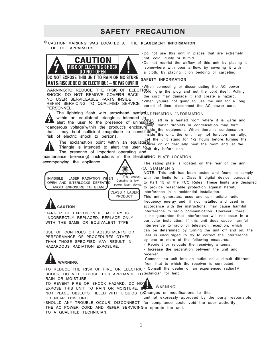 Safety precaution | Curtis RLCVD3223A User Manual | Page 4 / 45