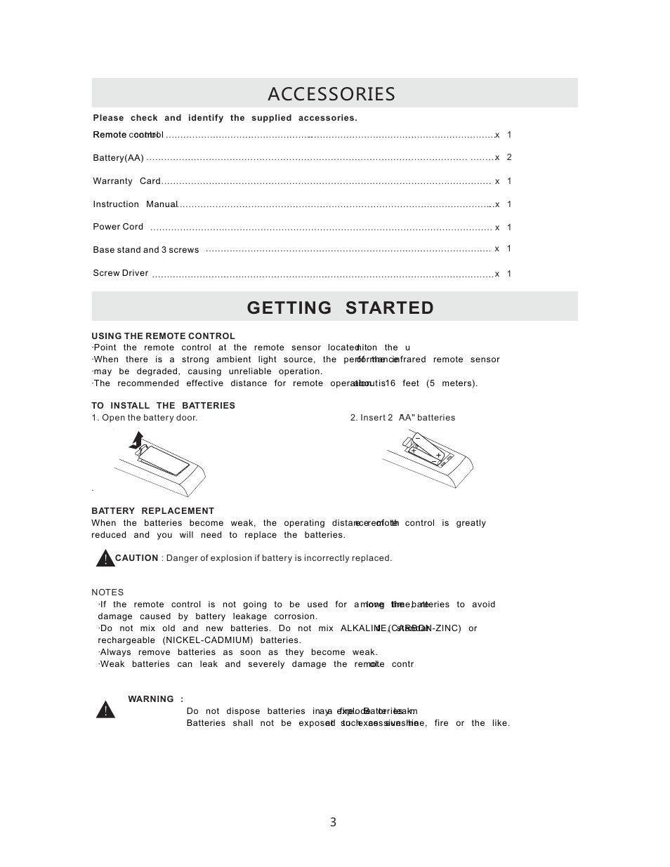 Accessories, Getting started | Curtis RLCVD3223A User Manual | Page 6 / 45