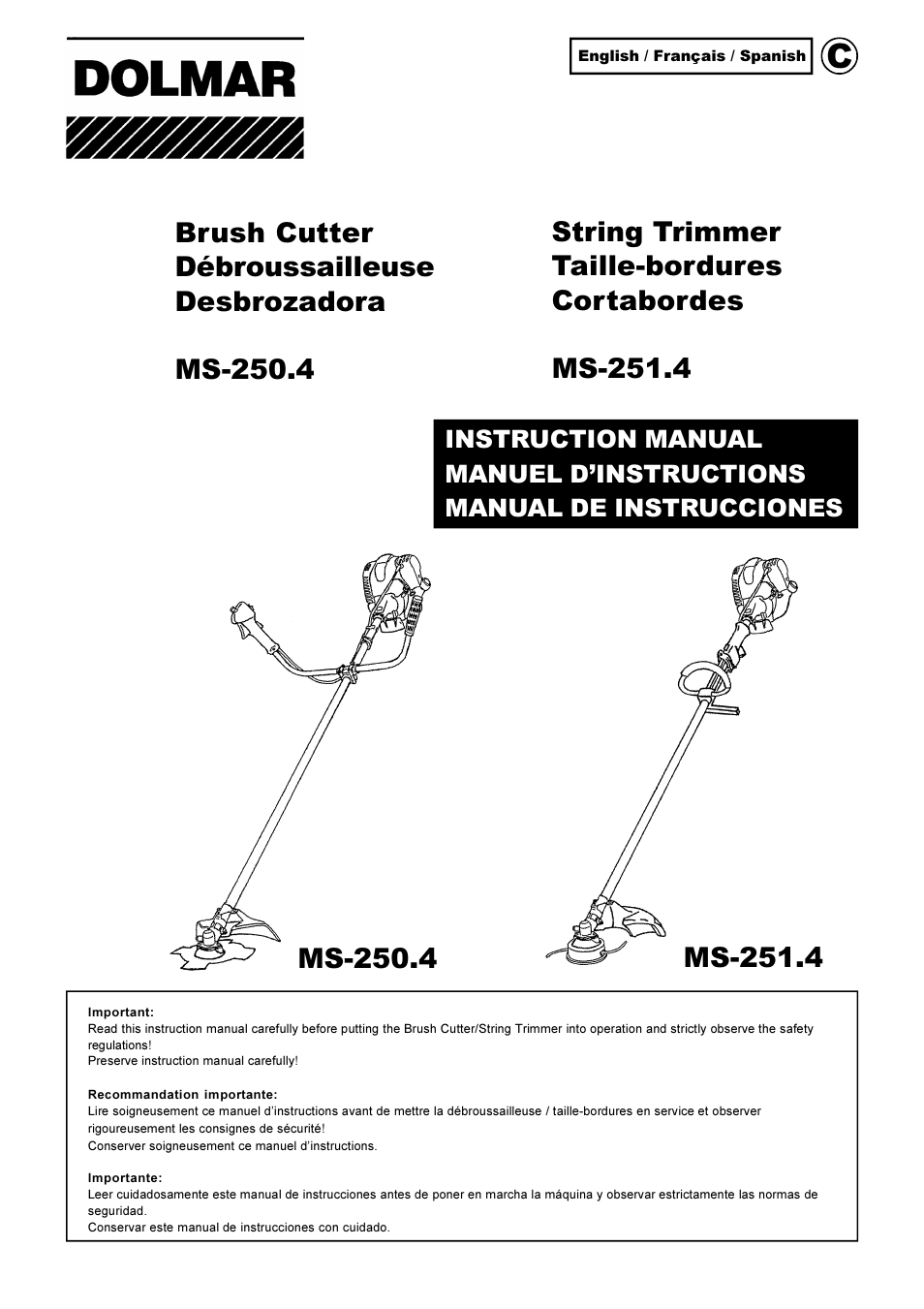 Dolmar MS-250.4 User Manual | 76 pages