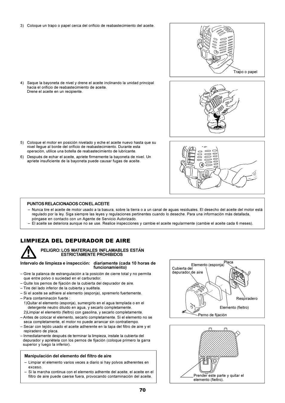 Limpieza del depurador de aire | Dolmar MS-250.4 User Manual | Page 71 / 76