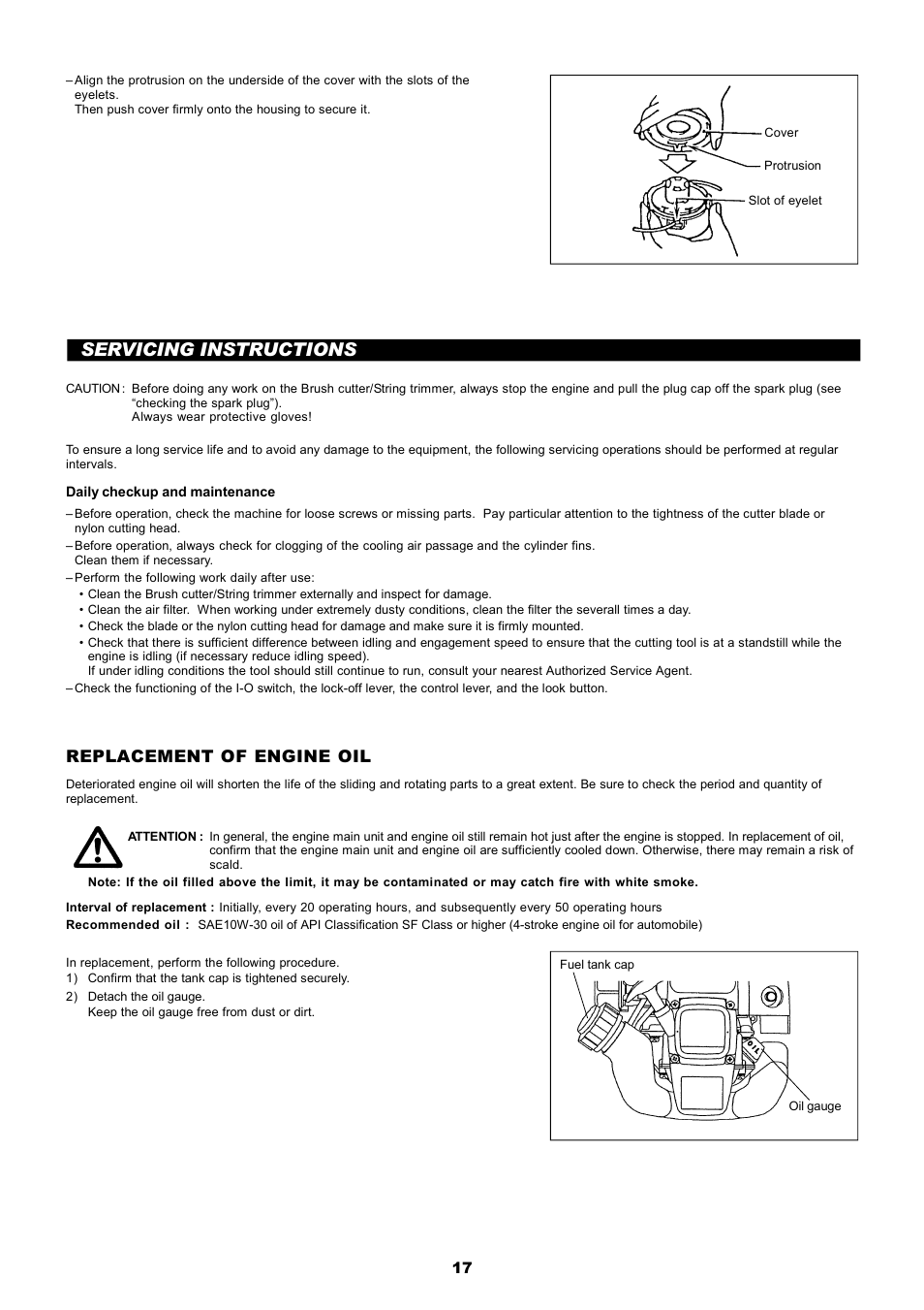 Servicing instructions, Replacement of engine oil | Dolmar MS-251.4 User Manual | Page 18 / 76