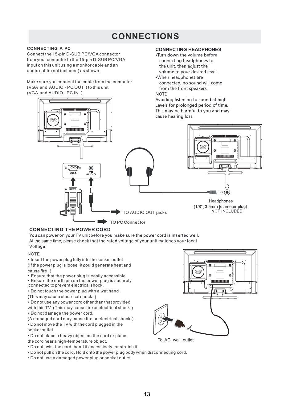 Connections | Curtis PLDEDV3292-UK-B User Manual | Page 16 / 44