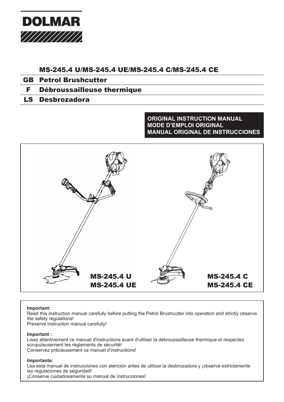 Dolmar MS-245.4 C User Manual | 80 pages