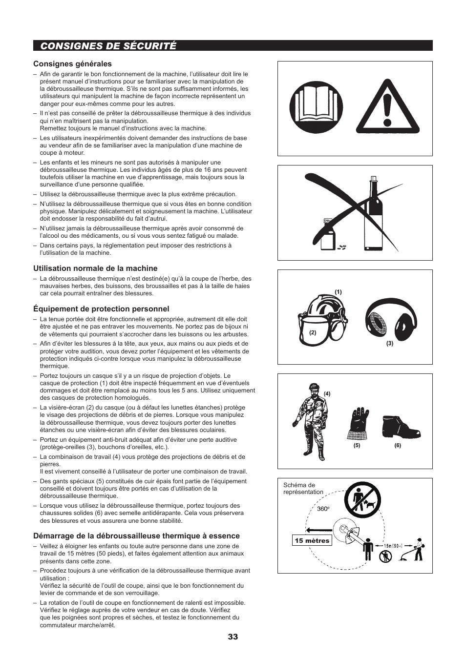 Consignes de sécurité, Consignes générales, Utilisation normale de la machine | Équipement de protection personnel | Dolmar MS-245.4 C User Manual | Page 33 / 80