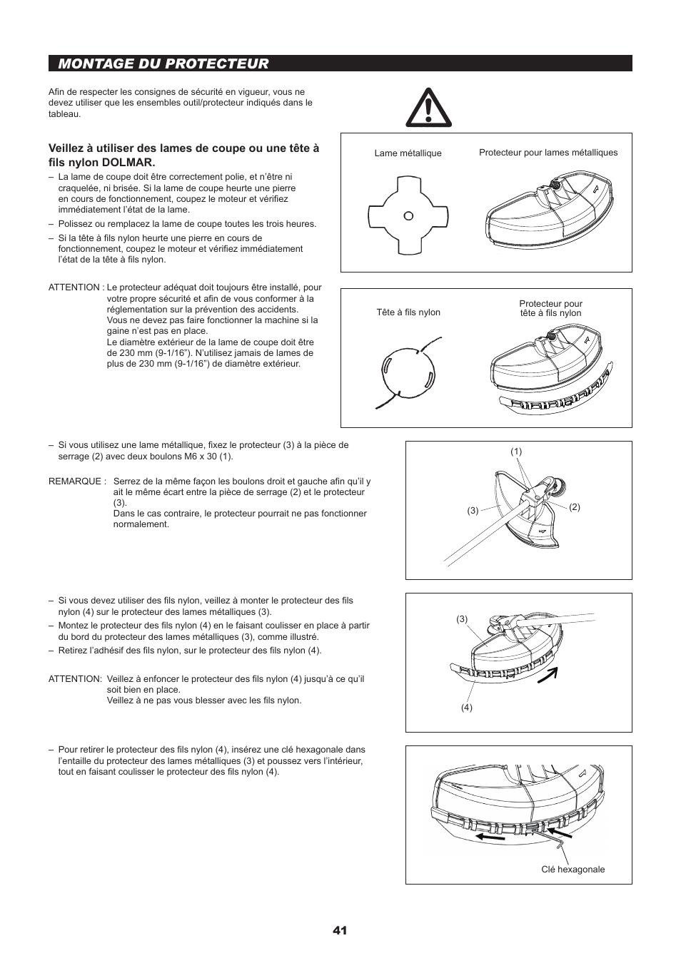 Montage du protecteur | Dolmar MS-245.4 C User Manual | Page 41 / 80