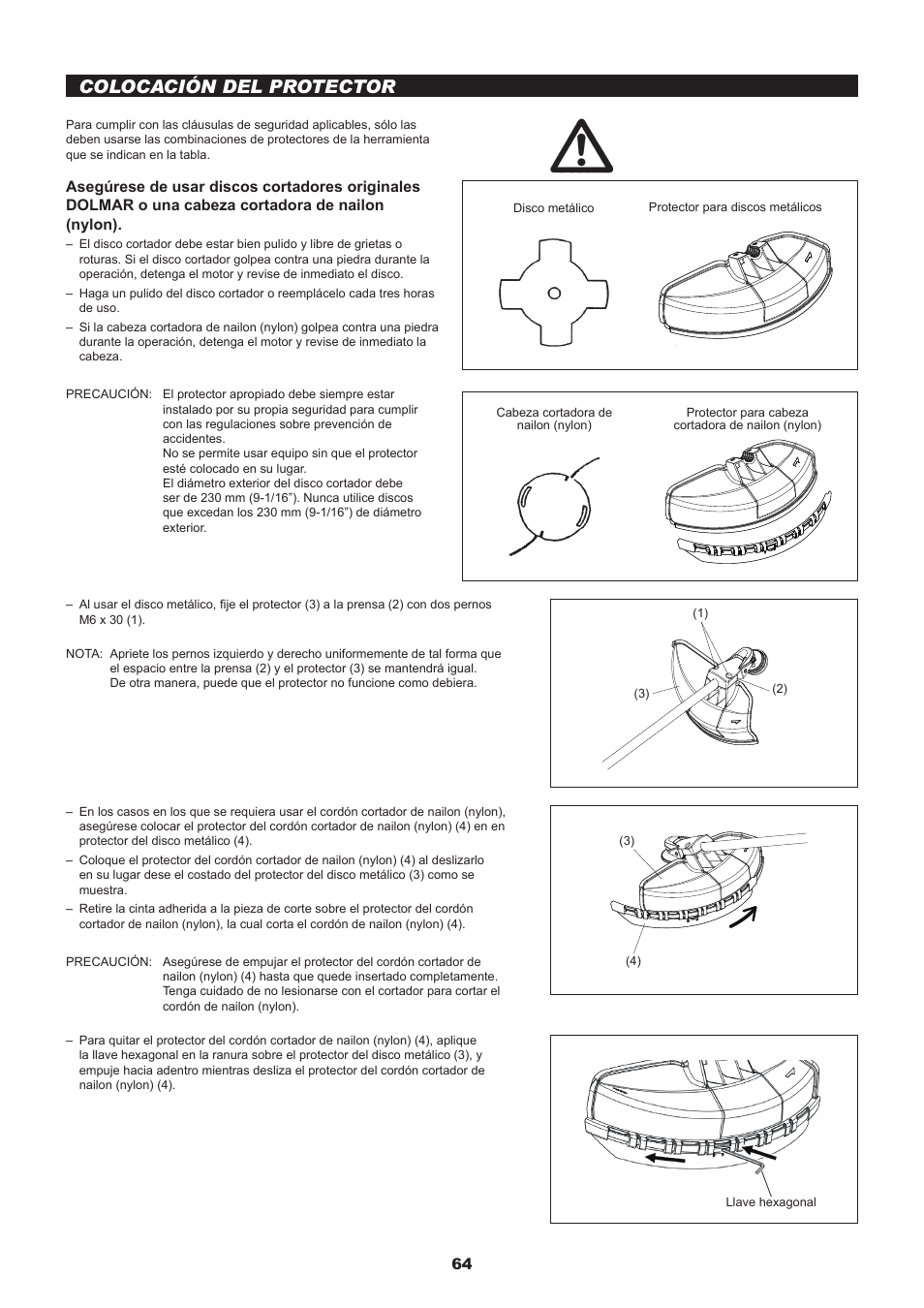 Colocación del protector | Dolmar MS-245.4 C User Manual | Page 64 / 80