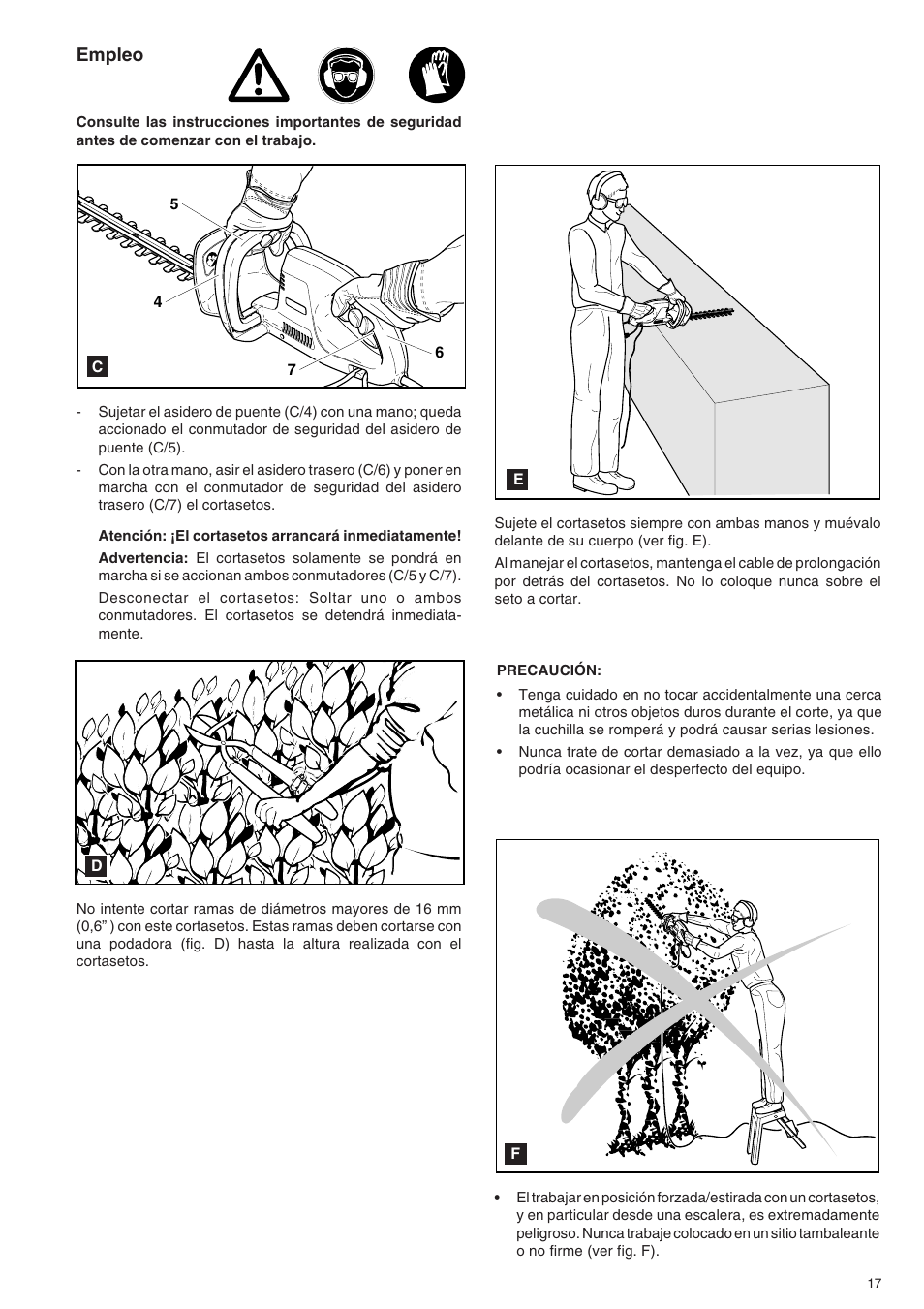 Empleo | Dolmar HT-155 HT-163 User Manual | Page 17 / 20