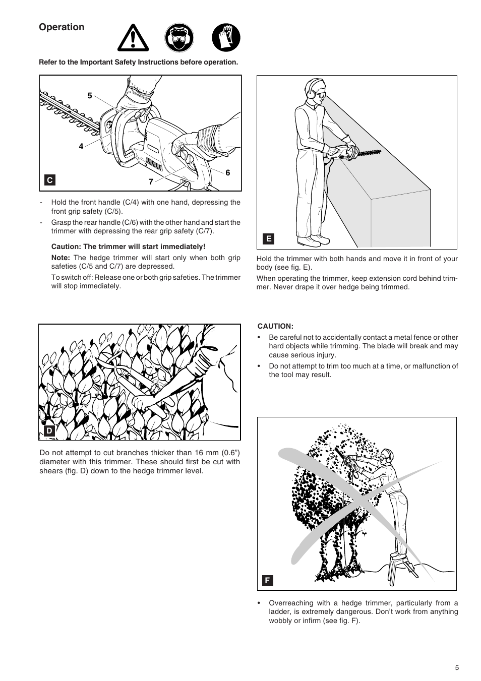 Operation | Dolmar HT-155 HT-163 User Manual | Page 5 / 20