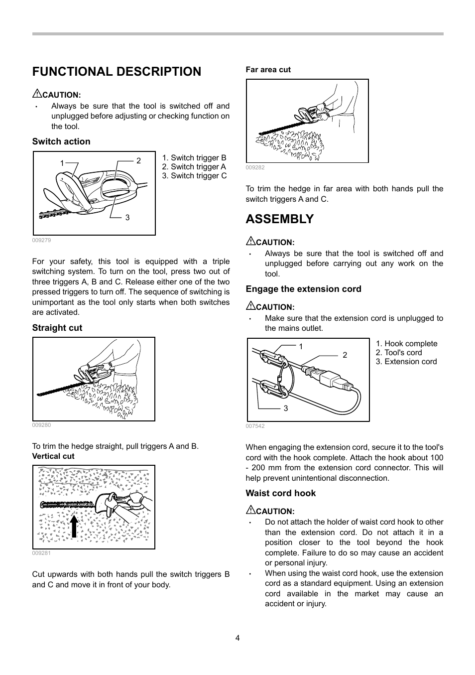 Functional description, Assembly | Dolmar HEDGE HT-355 User Manual | Page 4 / 28