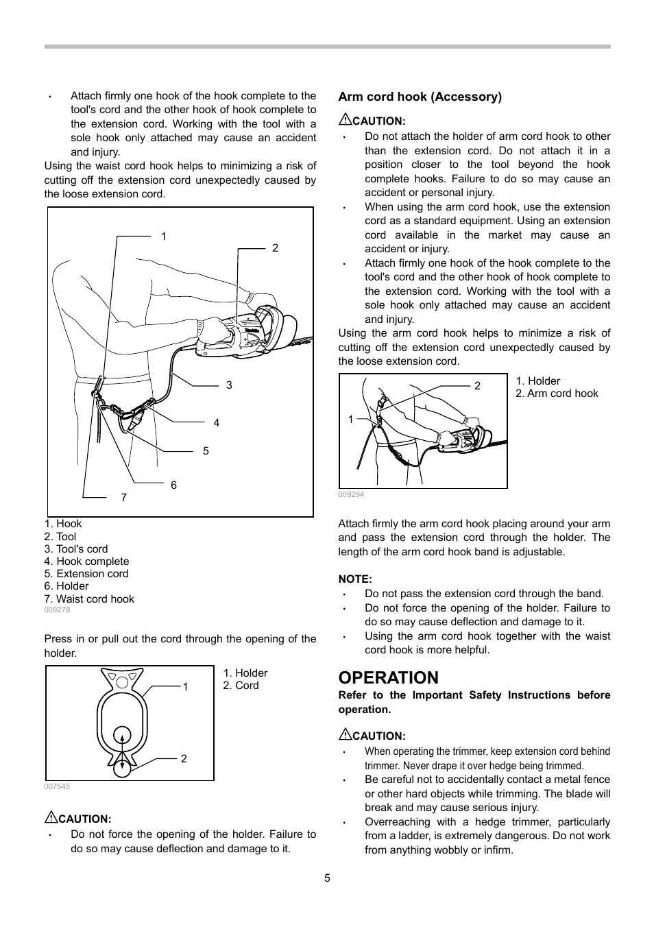 Operation | Dolmar HEDGE HT-355 User Manual | Page 5 / 28