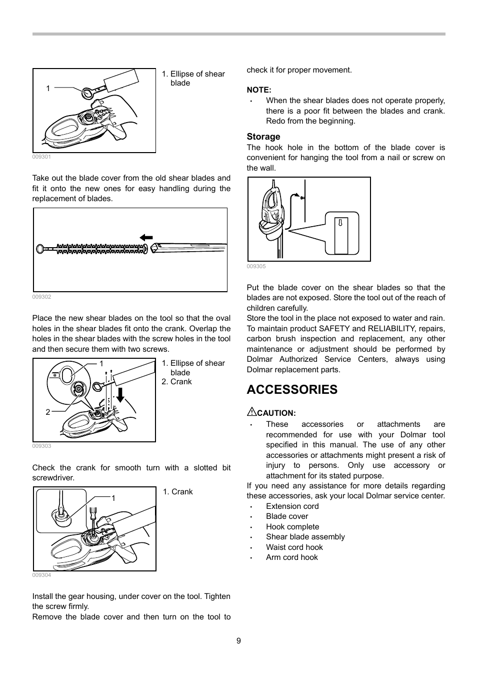 Accessories | Dolmar HEDGE HT-355 User Manual | Page 9 / 28