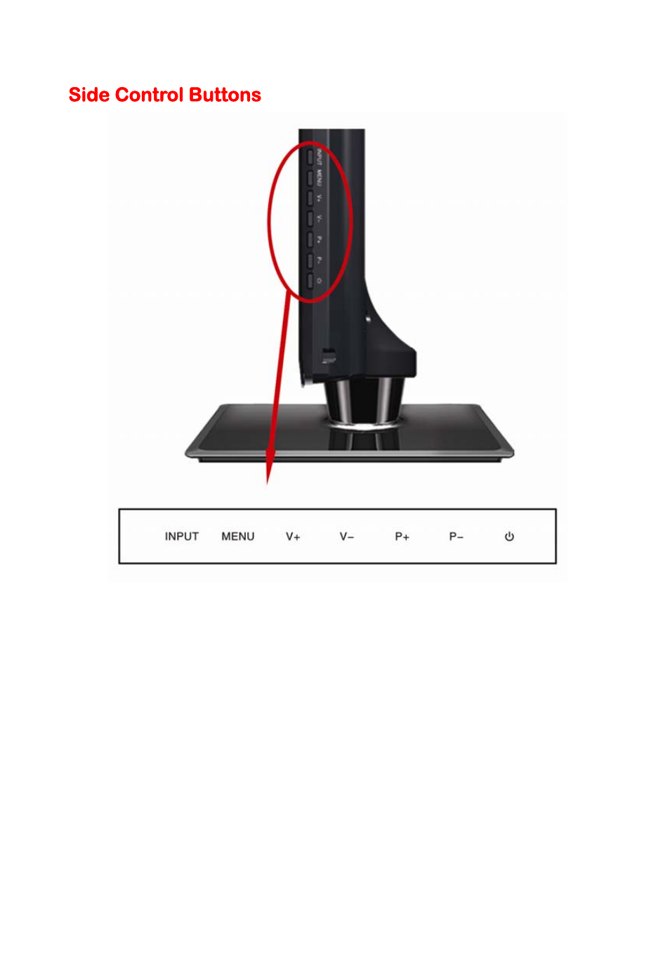 Side control buttons | Curtis PLED2402A-B User Manual | Page 9 / 41
