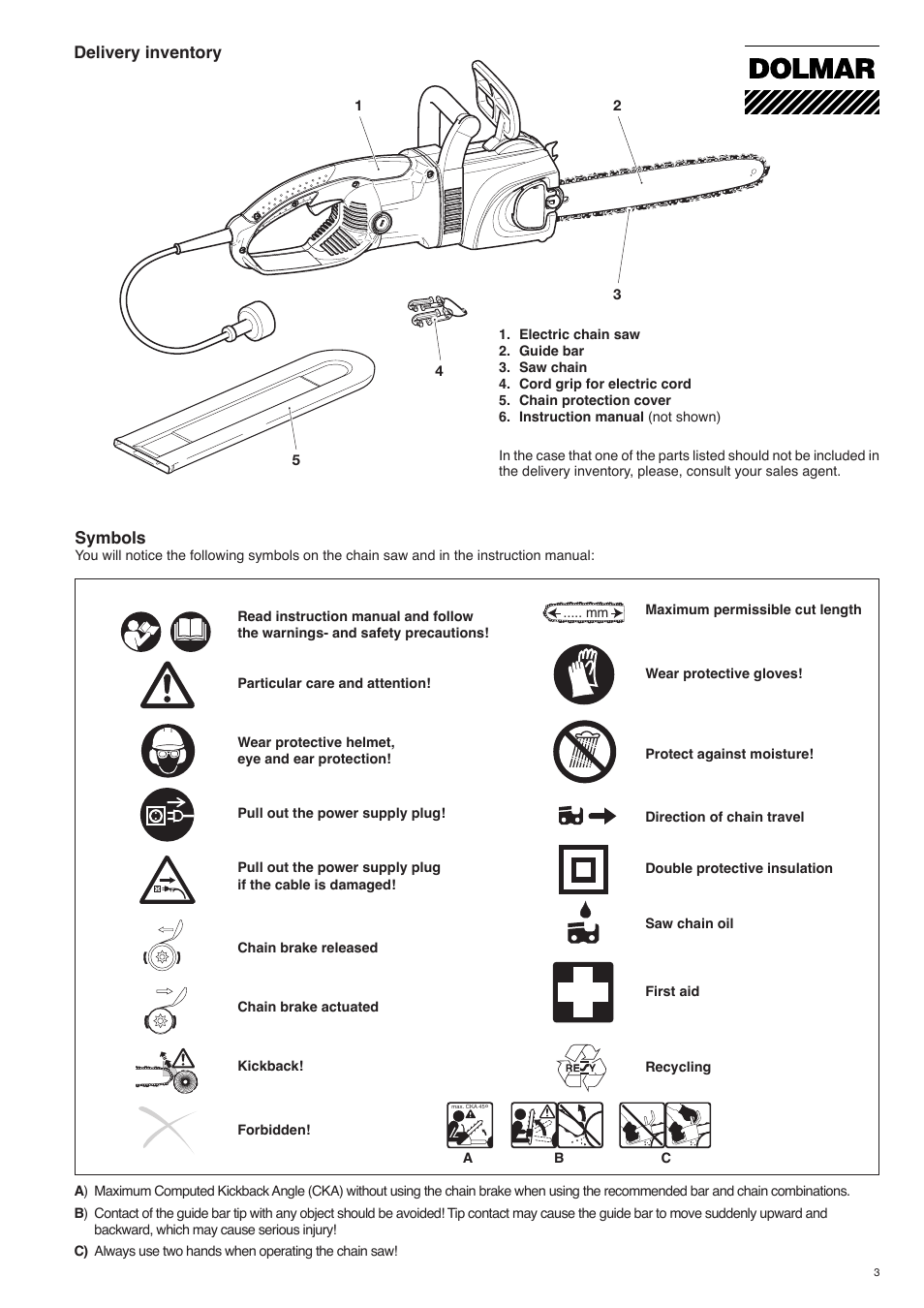 Dolmar ES-153 A User Manual | Page 3 / 68