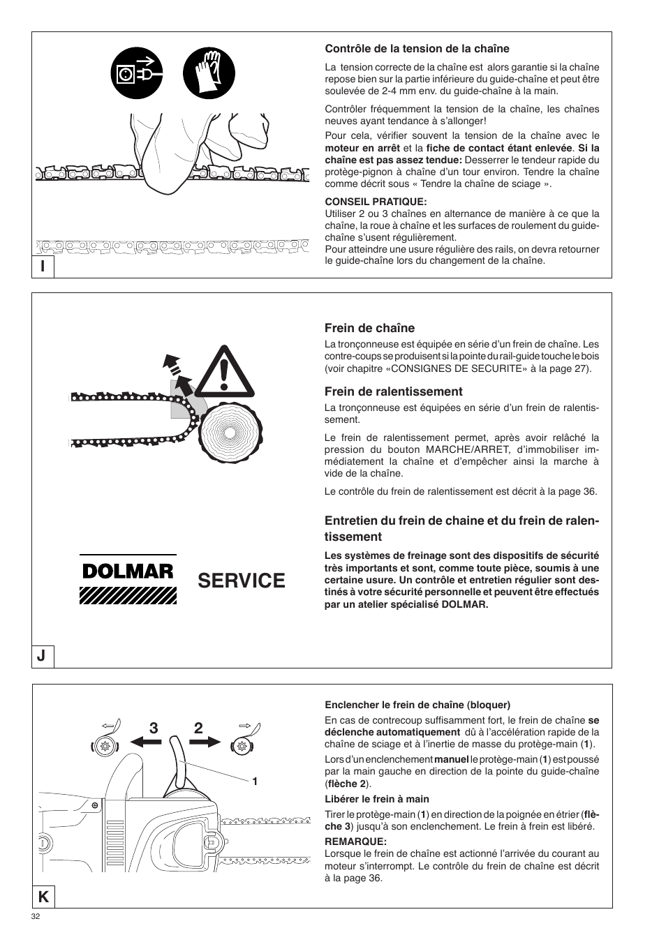 Service, Ki j | Dolmar ES-153 A User Manual | Page 32 / 68