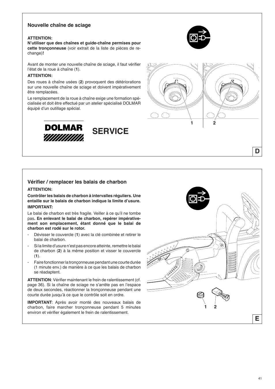 Service | Dolmar ES-153 A User Manual | Page 41 / 68
