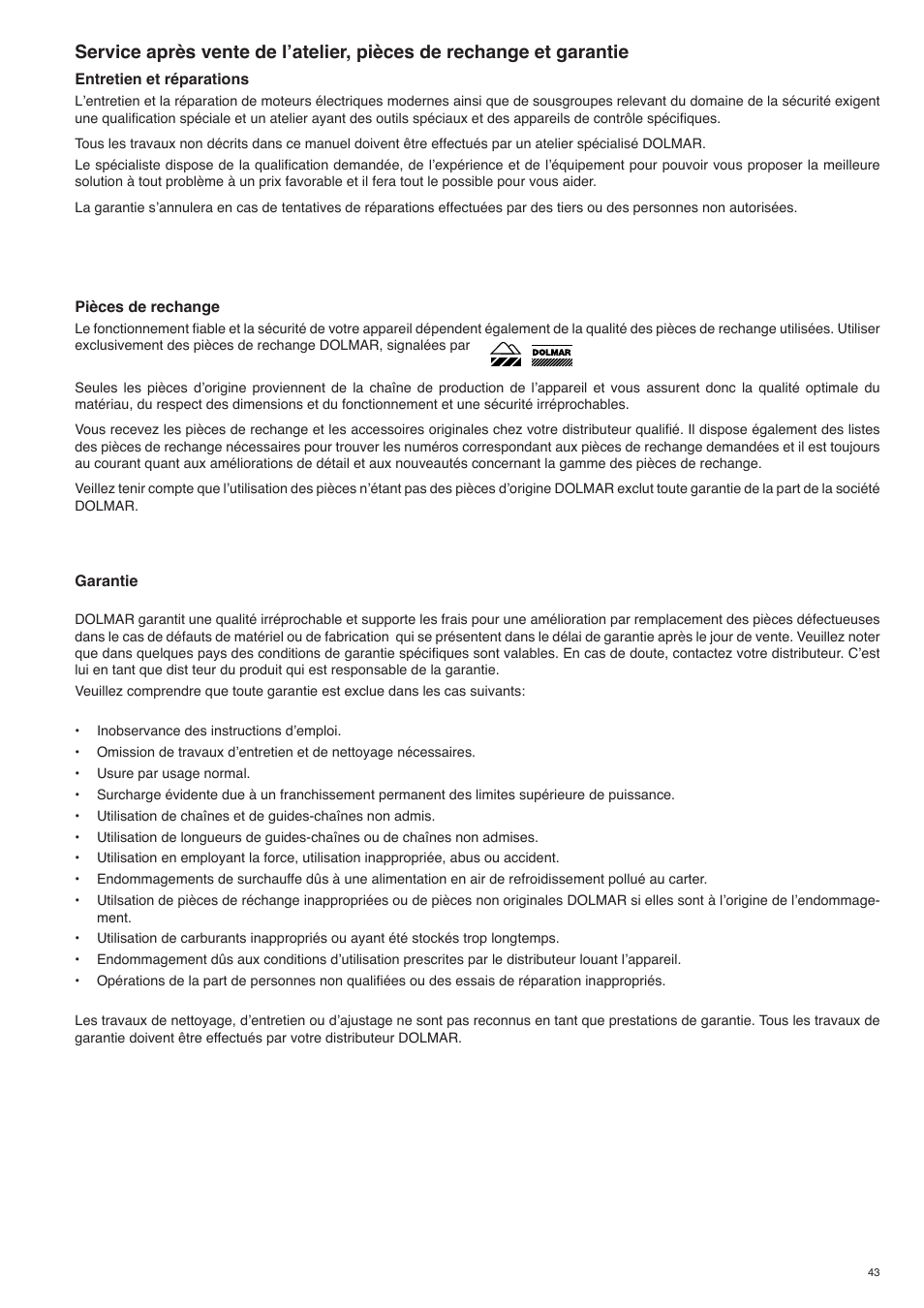 Dolmar ES-153 A User Manual | Page 43 / 68