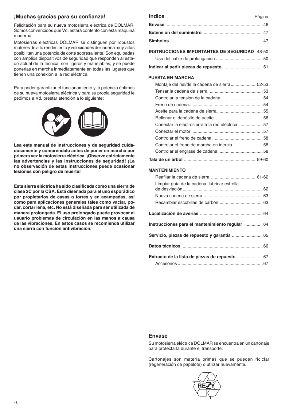 Dolmar ES-153 A User Manual | Page 46 / 68