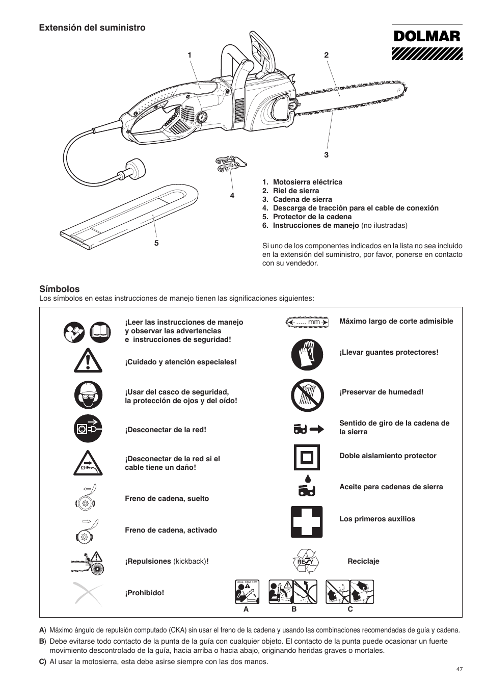 Dolmar ES-153 A User Manual | Page 47 / 68