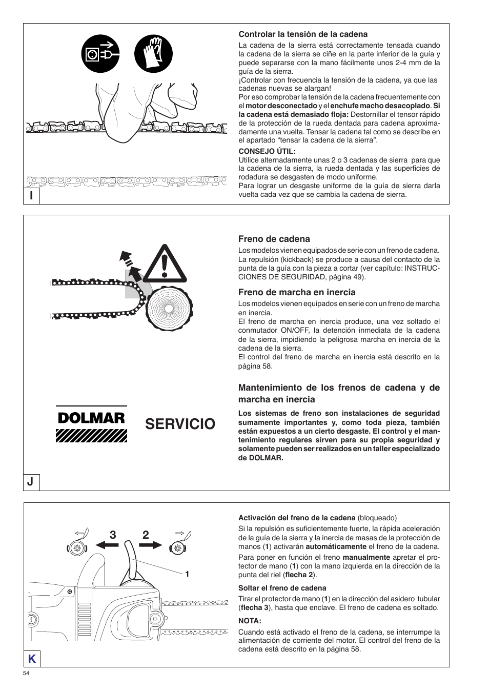 Servicio, Ki j | Dolmar ES-153 A User Manual | Page 54 / 68
