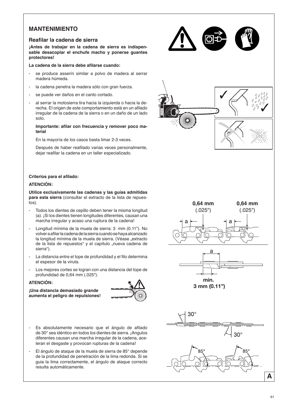 Mantenimiento | Dolmar ES-153 A User Manual | Page 61 / 68