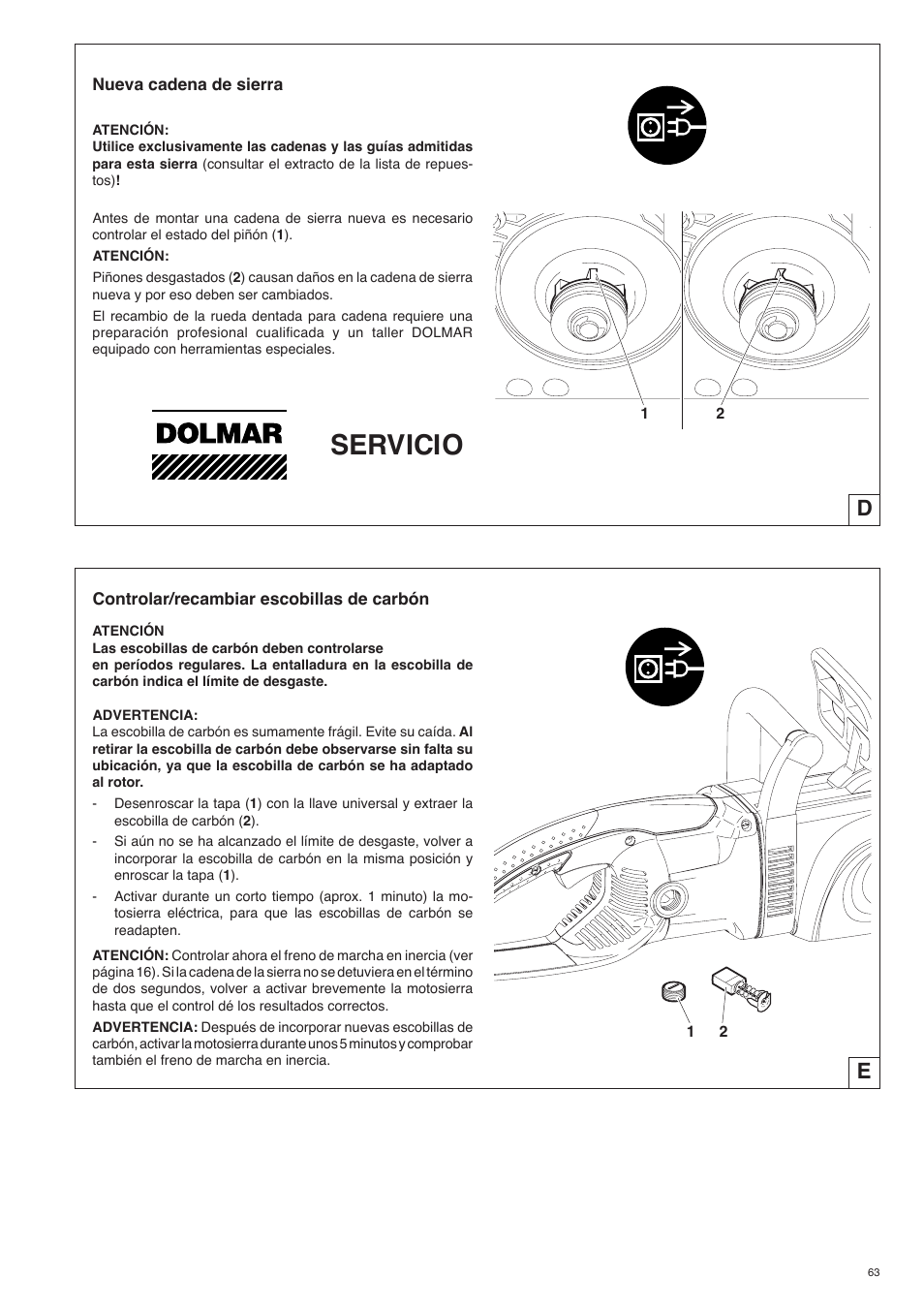 Servicio | Dolmar ES-153 A User Manual | Page 63 / 68