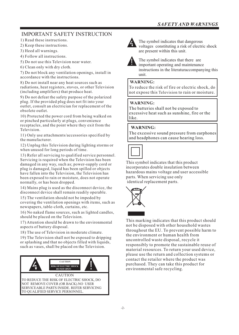 Important safety instruction | Curtis PLED3204A User Manual | Page 3 / 19