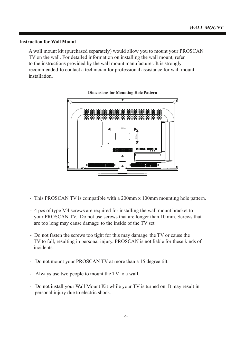 Wall mount | Curtis PLED3204A User Manual | Page 7 / 19