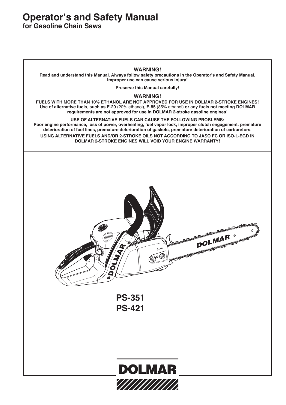 Dolmar Gasoline Chain Saws PS-421 User Manual | 48 pages