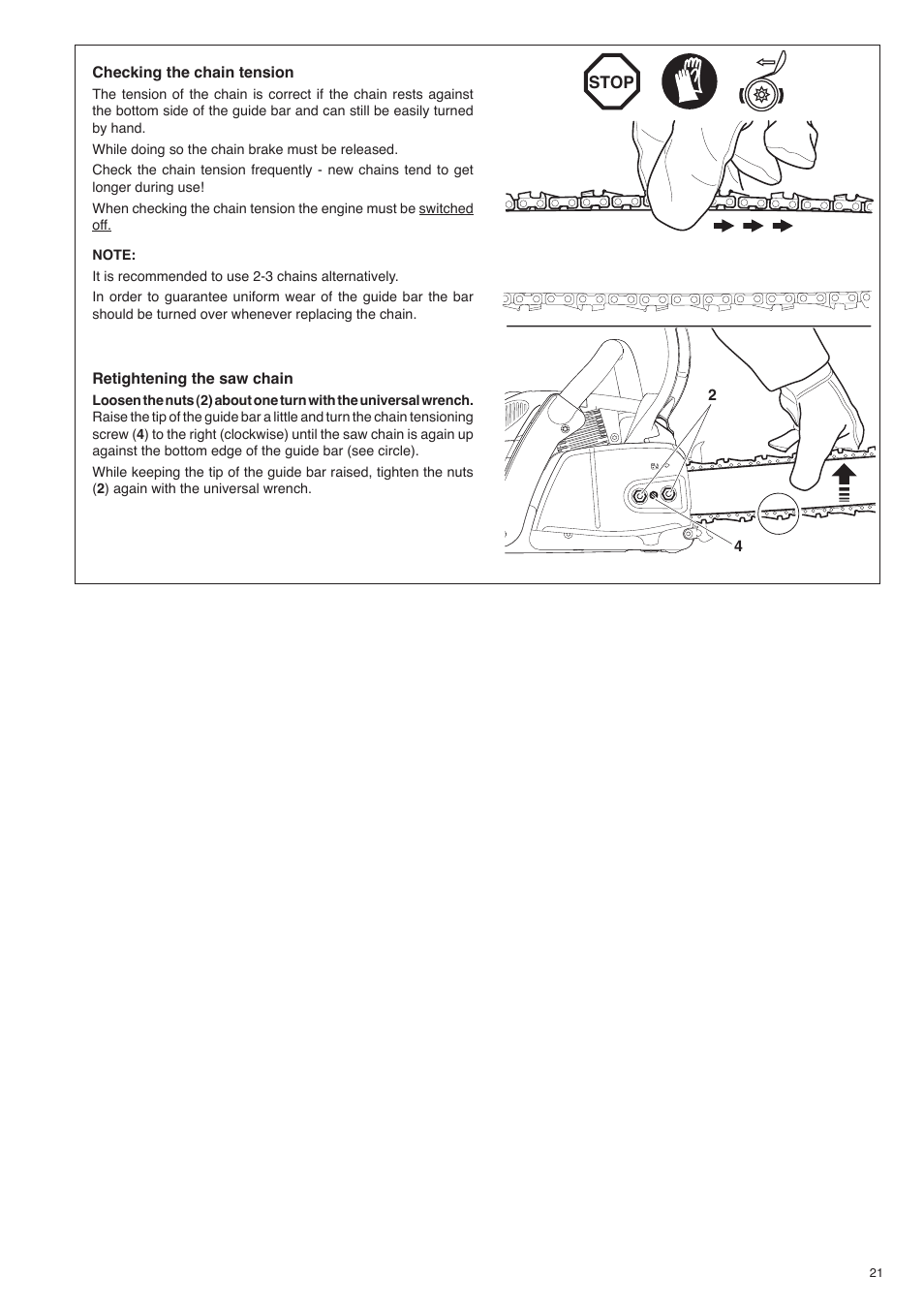 Dolmar Gasoline Chain Saws PS-421 User Manual | Page 21 / 48