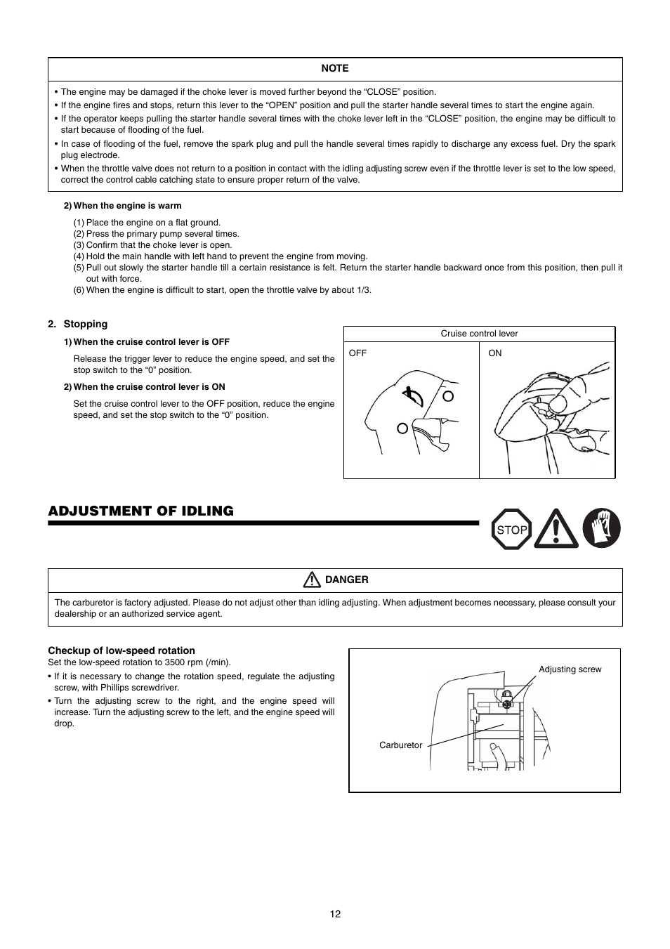 Adjustment of idling | Dolmar PB-250.4 User Manual | Page 12 / 60
