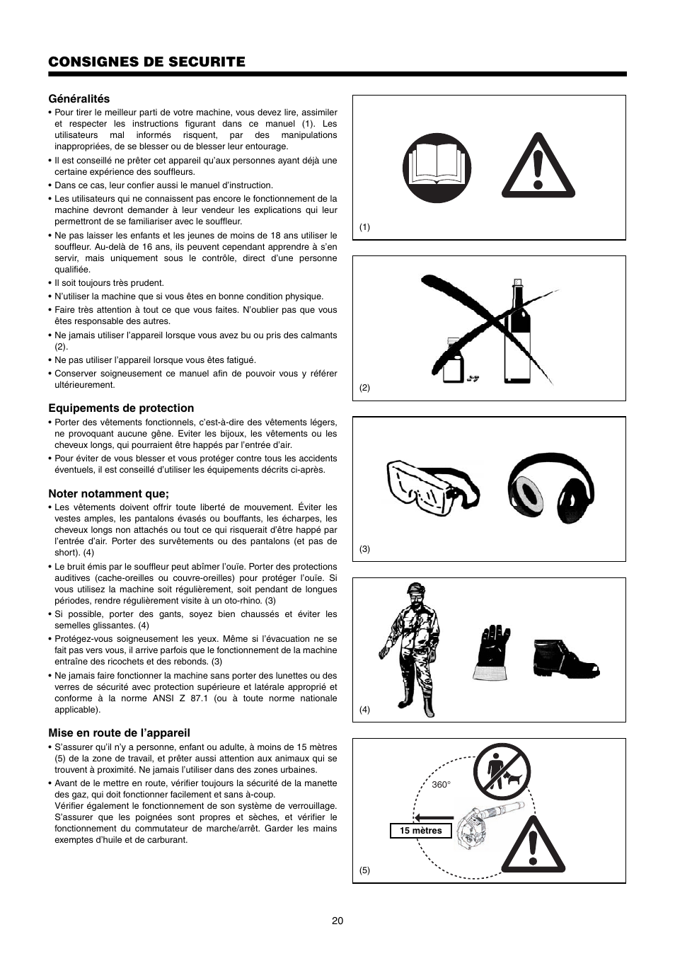 Consignes de securite | Dolmar PB-250.4 User Manual | Page 20 / 60