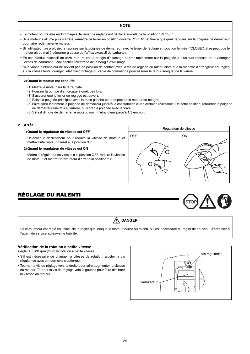 Réglage du ralenti | Dolmar PB-250.4 User Manual | Page 29 / 60