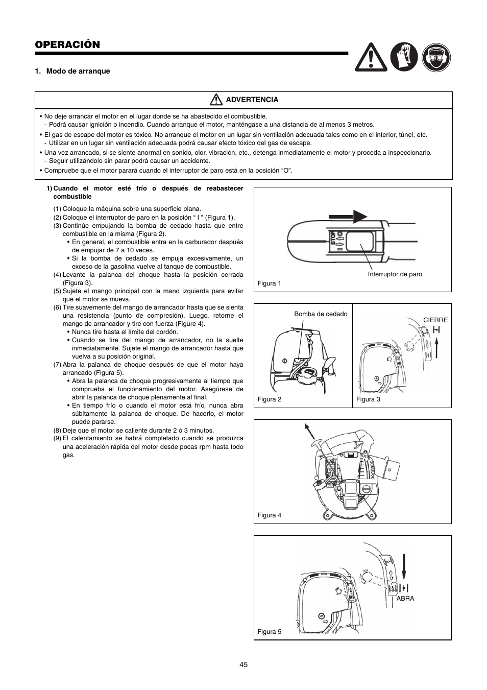 Operación | Dolmar PB-250.4 User Manual | Page 45 / 60